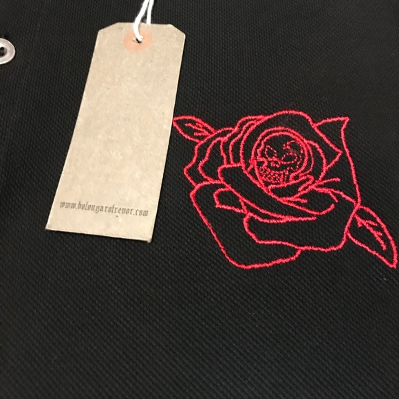 BOLONGARO TREVOR ROSE SKULL POLO SHIRT - Picture 4 of 7